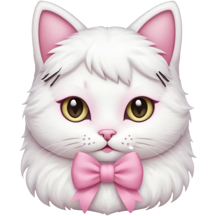 A cute cat with a pink bow emoji
