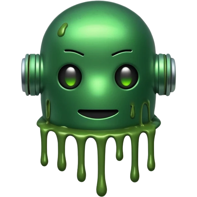 An emoji of a green robot melting away covered in thick green sludge emoji