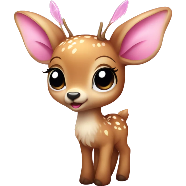 baby deer with fairy wings and a pink bow around its neck  emoji