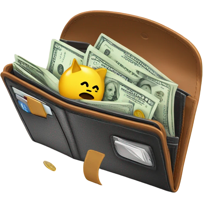 a wallet with money sticking out of it emoji