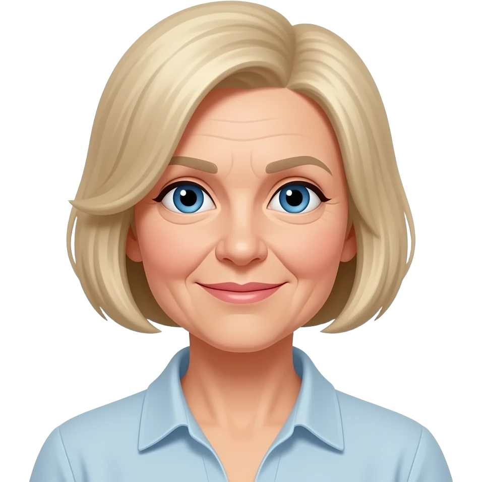 Older woman with short blonde hairstyles and blue eyes emoji