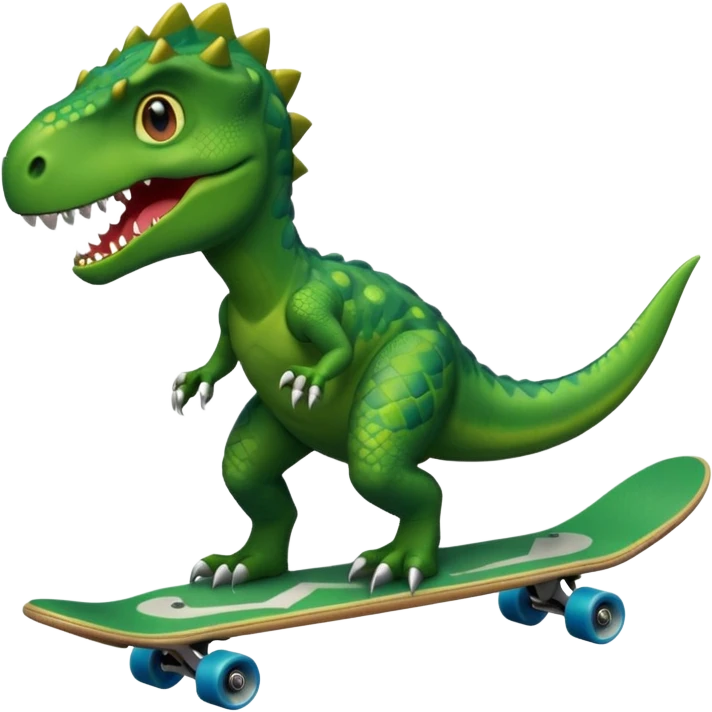 Dinosaur on a skateboard emoji