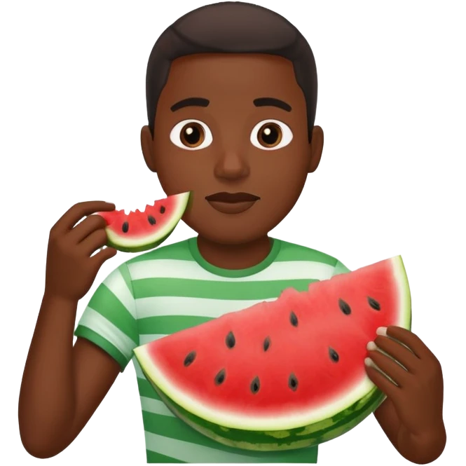 Black man eating a watermelon emoji