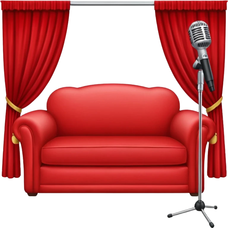 Red sofa with Mic stand in the center of sofa emoji