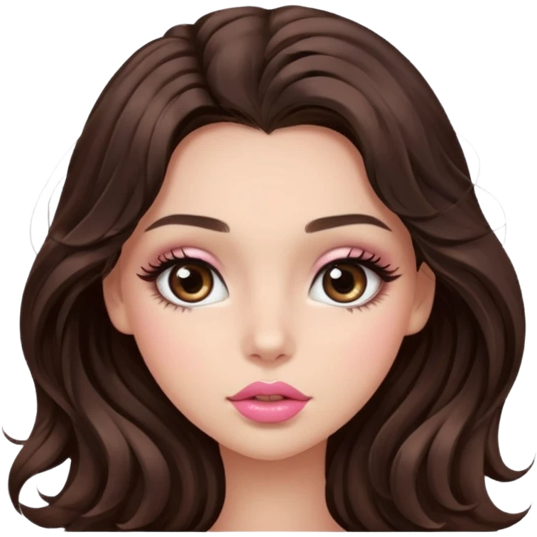 big brown eye very long lashes wavy dark brown hair wheat skin beautiful kissed girl  emoji