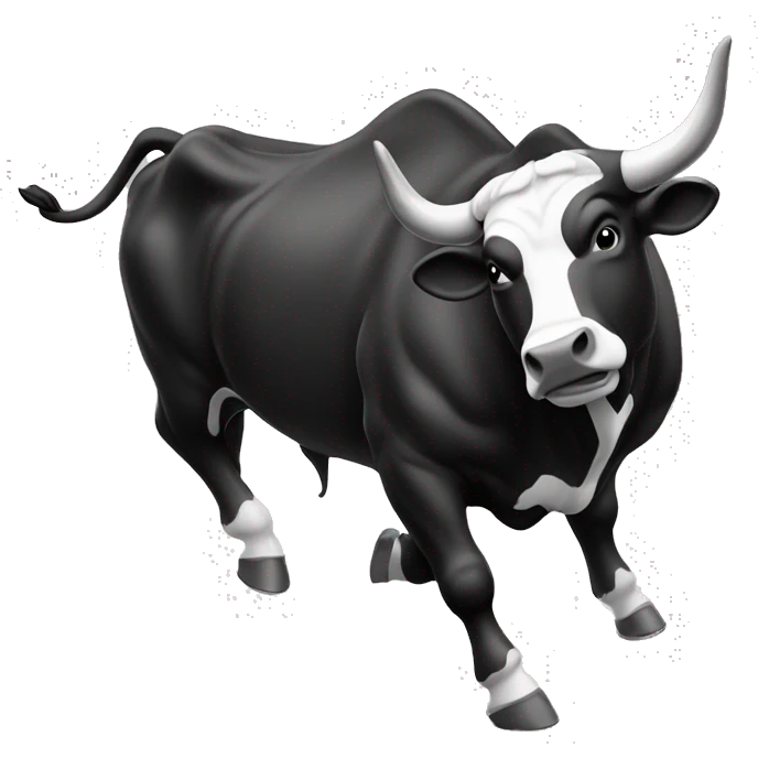 Bucking Bull full body black and white  emoji