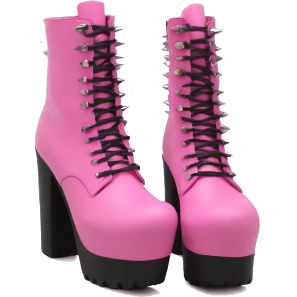  platform boots pink with spikes on heel emoji