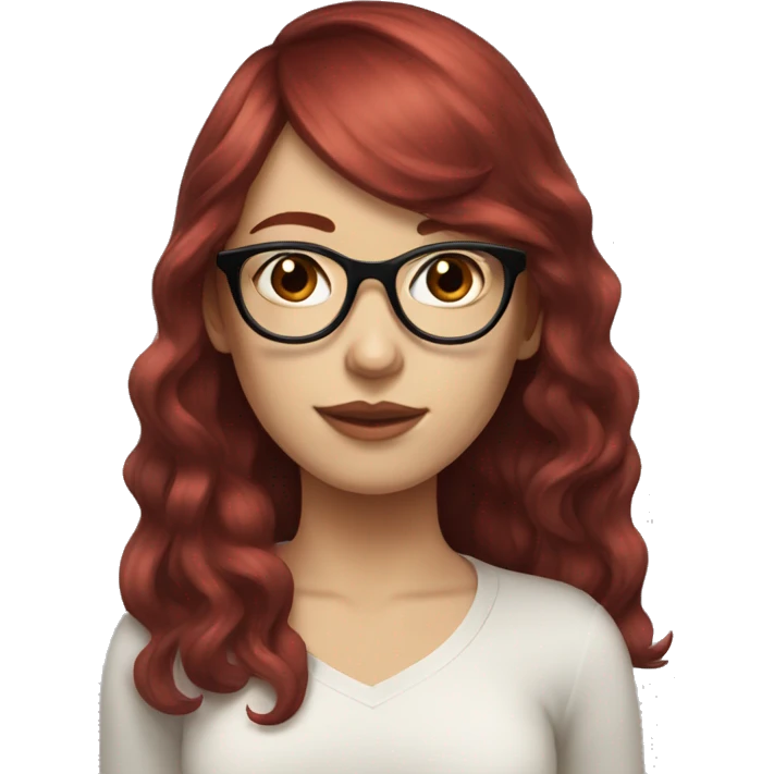 girl with red wine hair, with bangs and pale skin, also with a black glasses emoji