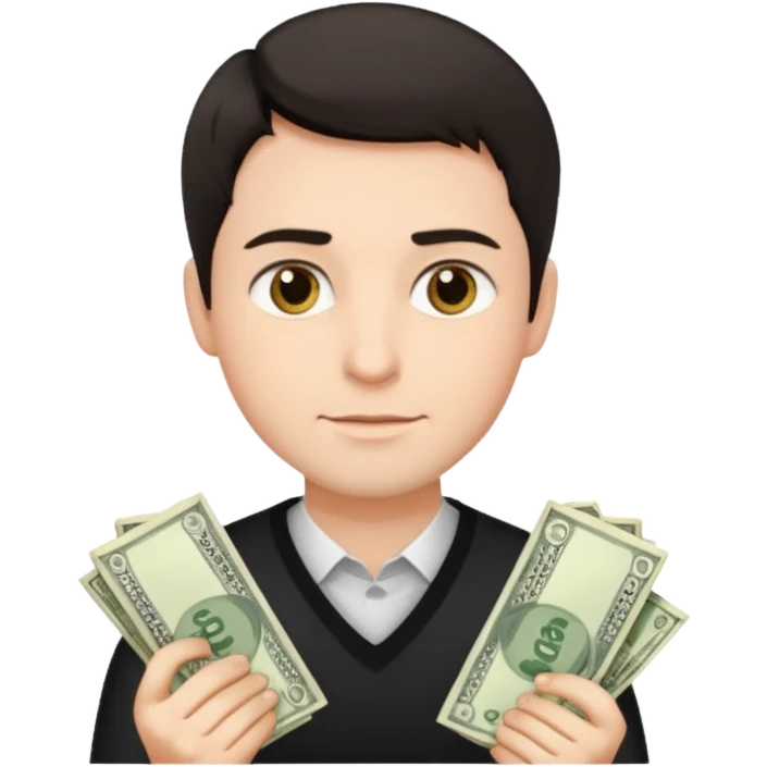 A man with a lot of money and short hair emoji