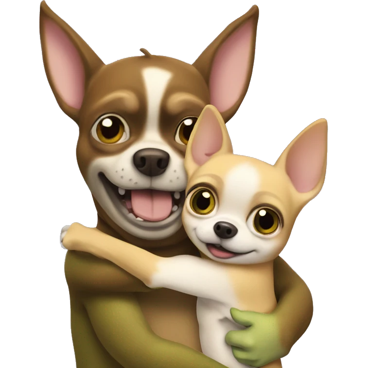 Shrek hugging chihuahua emoji