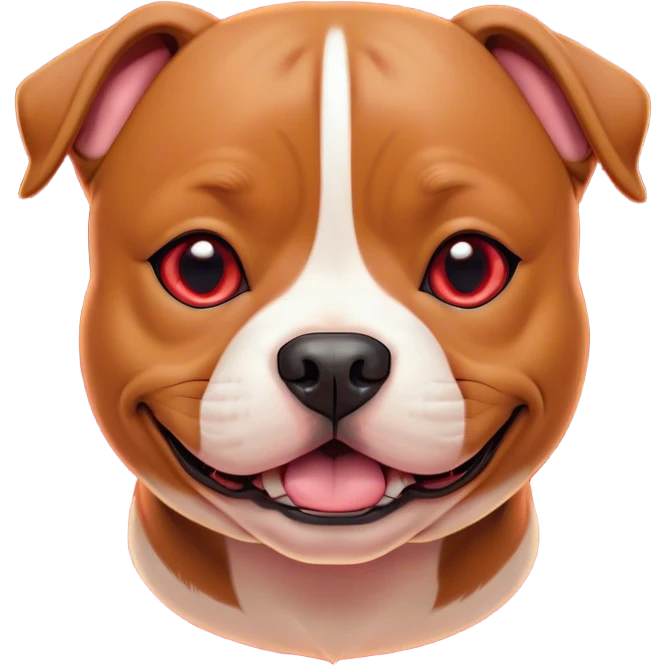 Cinematic Comical Red/Fawn Staffordshire Bull Terrier Portrait Emoji, Head tilted dramatically with an exaggeratedly amused expression, featuring a striking red/fawn Fur with bold white accents, wide, expressive dark eyes filled with playful disbelief, Simplified yet hilariously expressive features, highly detailed, glowing with a slightly sassy glow, high shine, dramatic yet playful, stylized with an air of cheeky mischief, bright and endearing, soft glowing outline, capturing the essence of a spirited and over-the-top guardian, so meme-worthy it feels like it could side-eye its way into internet fame instantly! emoji