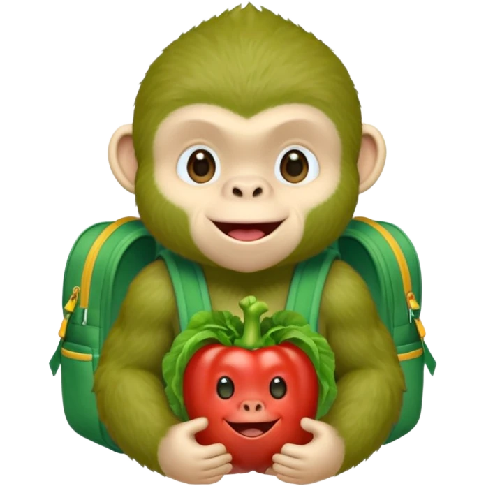 A green gorilla that loves vegetables and is part of a kindergarten named banban's kindergarten emoji