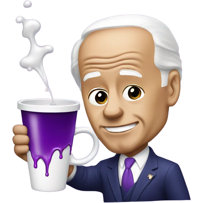 biden with purple liquid spilling out of white cup emoji