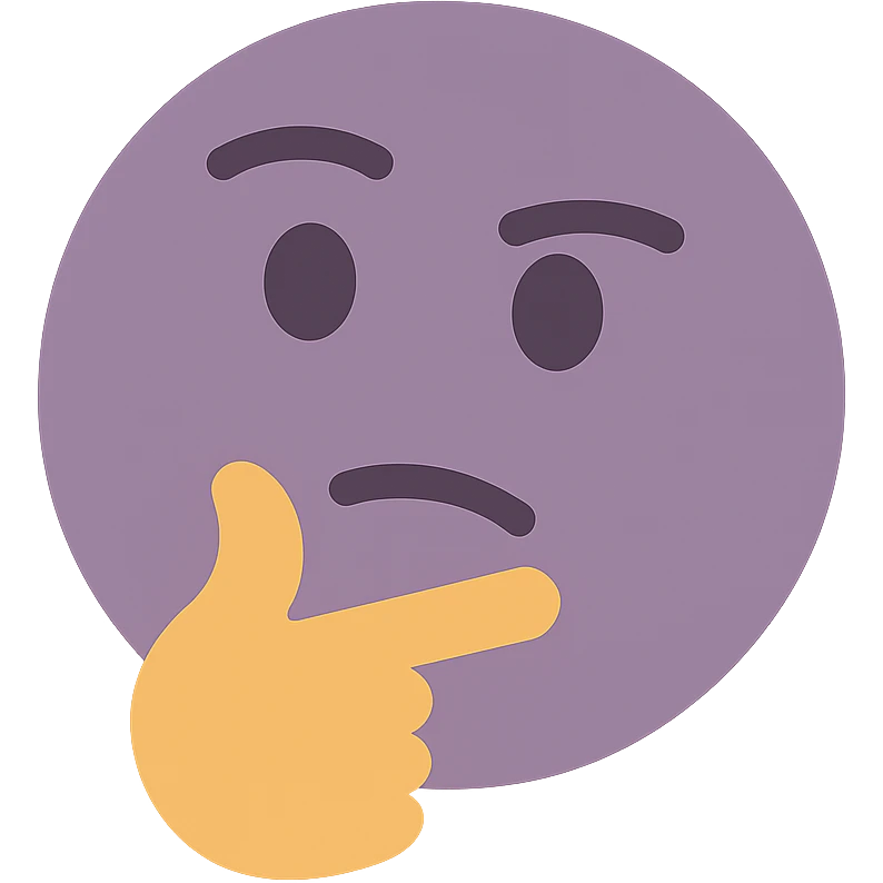 A dull purple The thinking face emoji