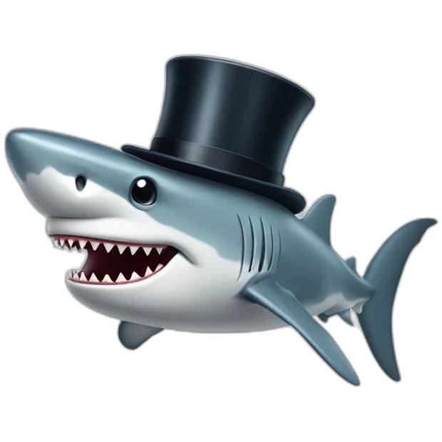 Shark with a top hat emoji