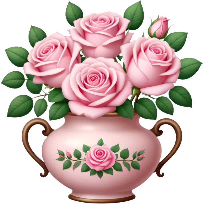 Pastell pink roses in a vintage vase emoji