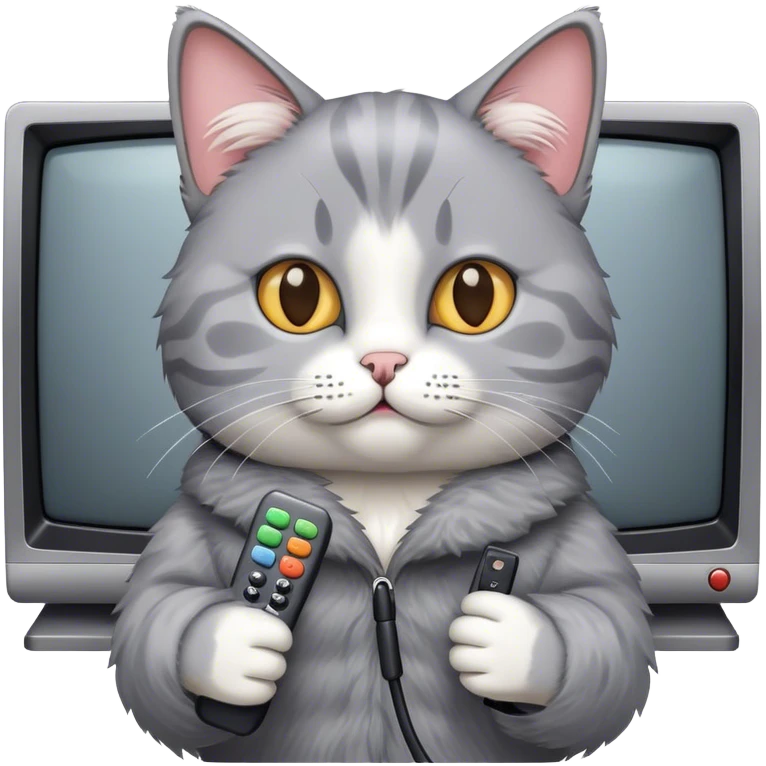 A Cat holding a tv remote emoji