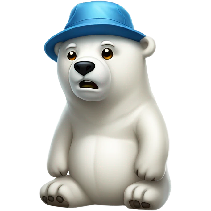 Full boudy polar bear angry with bucket hat emoji