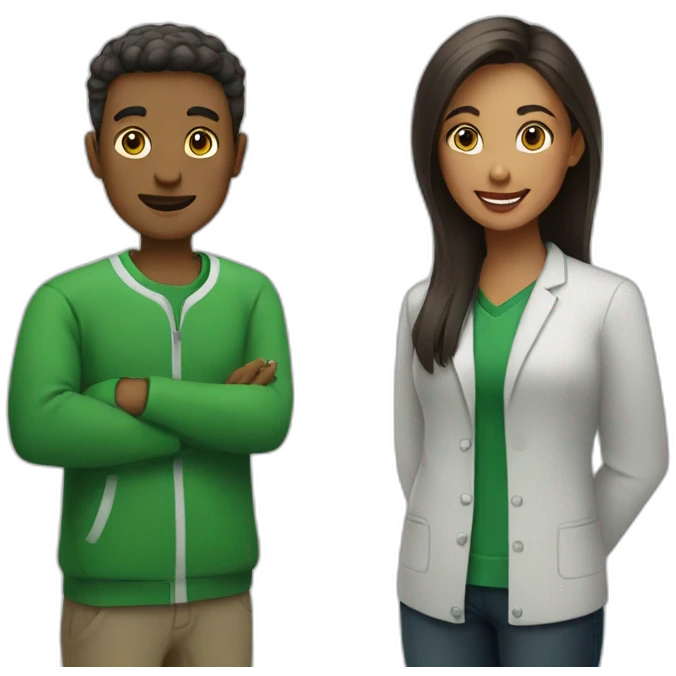 mentor with a student in green clothes emoji