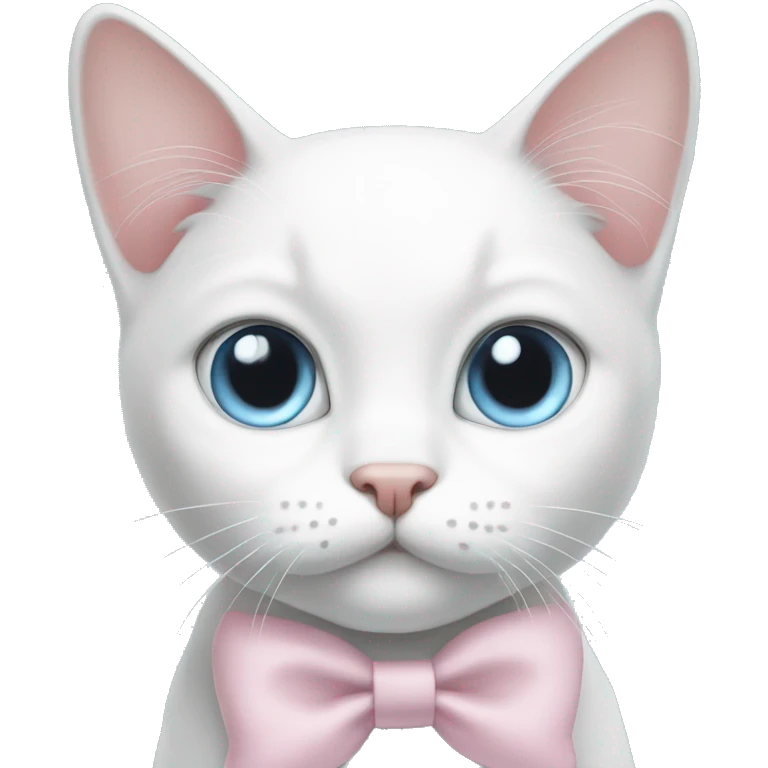 White cat light pink bow light blue eyes  emoji