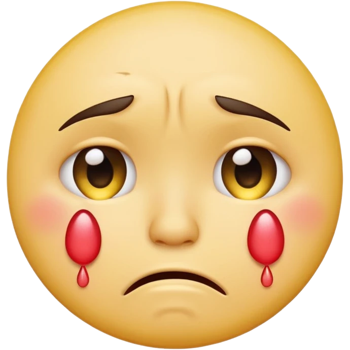 A yellow circular frowning face that is crying, with hearts floating from top to bottom emoji