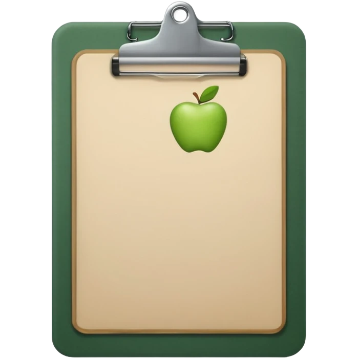 emoji of dark green clipboard with light beige paper, no text, Apple emoji style emoji