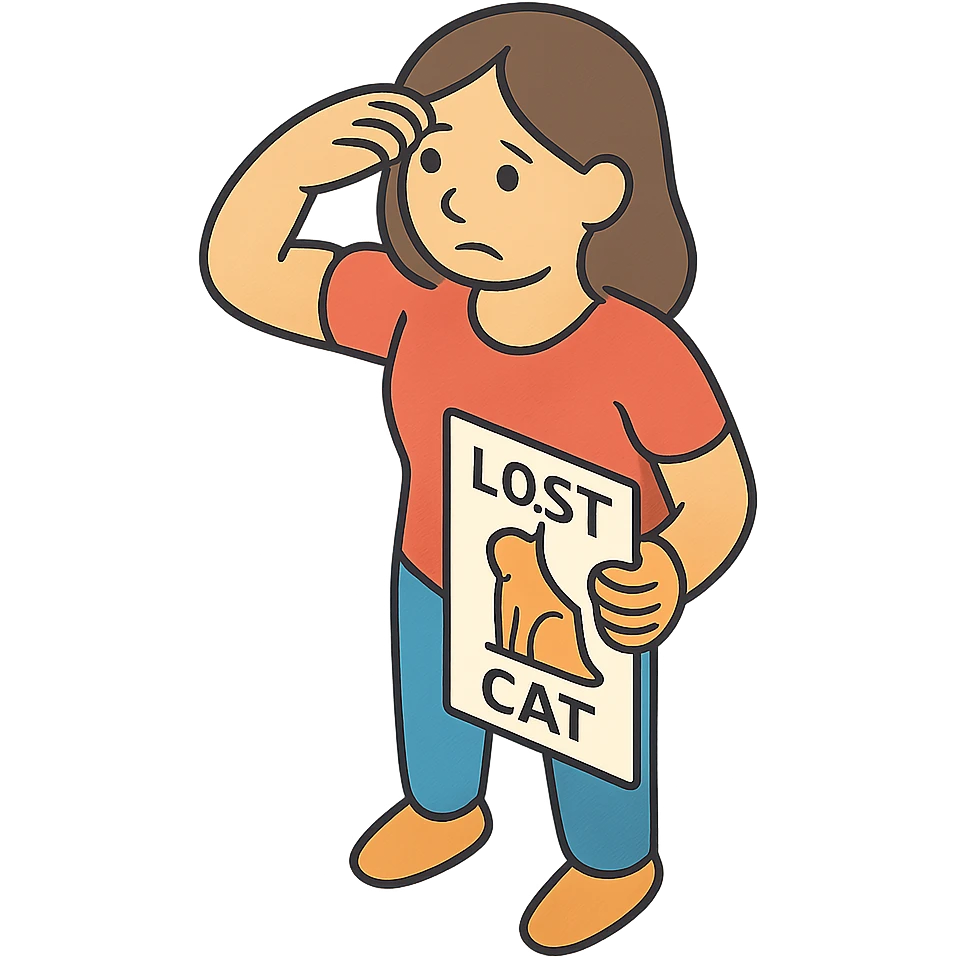 женщина ищет кошку которая пропала emoji