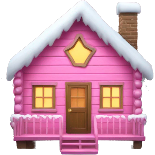 Pink Christmas cabin emoji