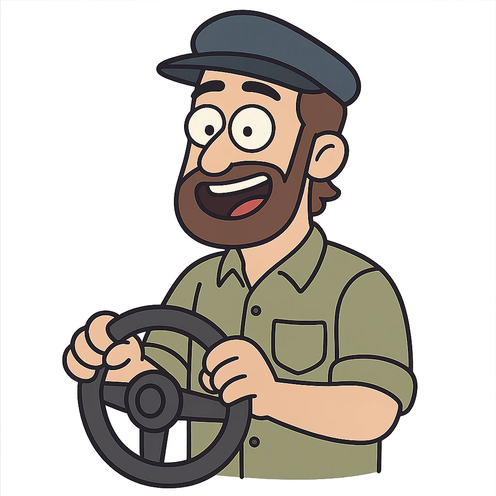 driver icon in western cartoon flat toon style emoji