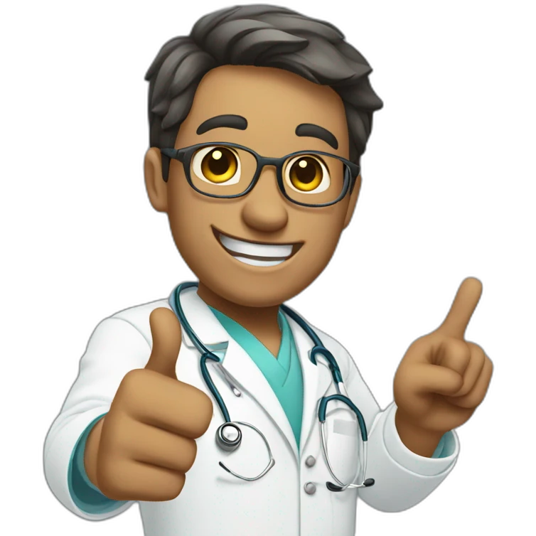 happy doctor pointing to his left side emoji