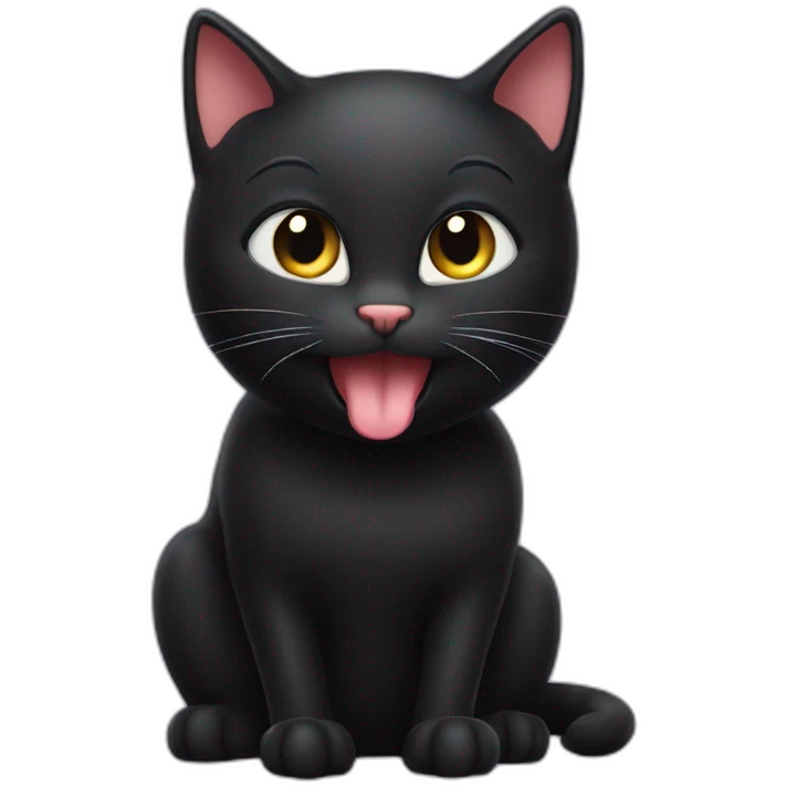 Cheeky Black cat sticking tongue and winking emoji