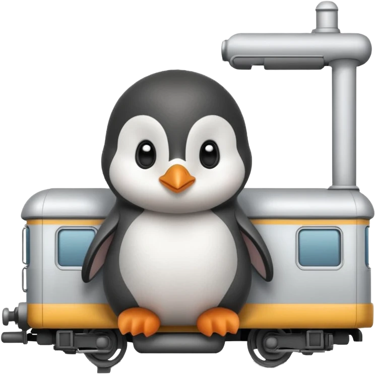Baby penguin sitting in a train emoji