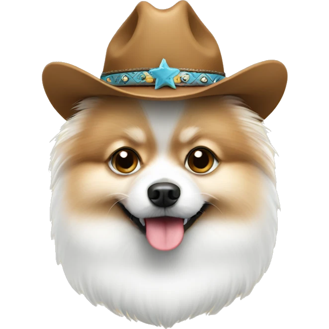 White Pomeranian with hat cowboy emoji