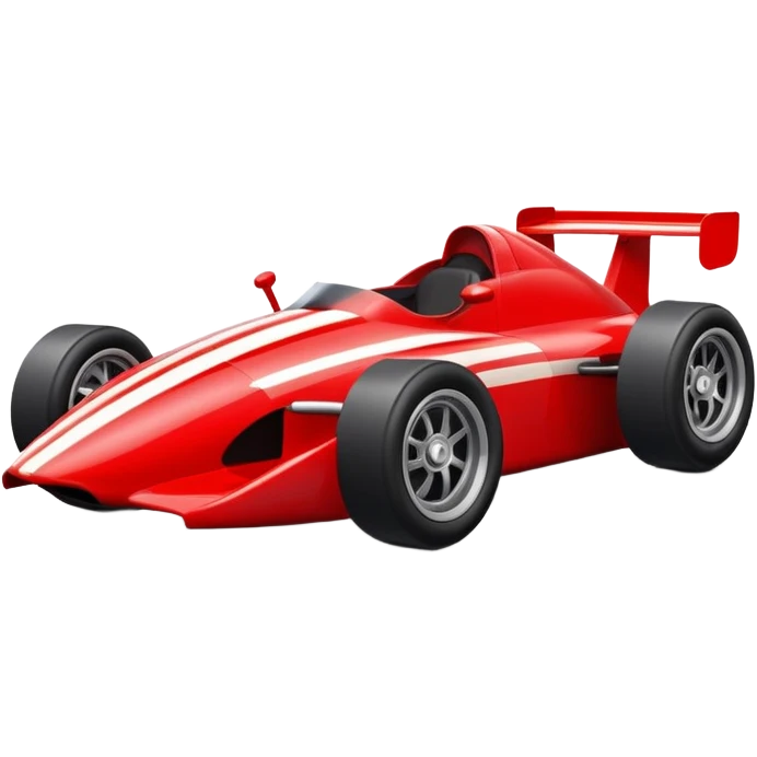 Racing car with oversized wheels and bold red stripes emoji