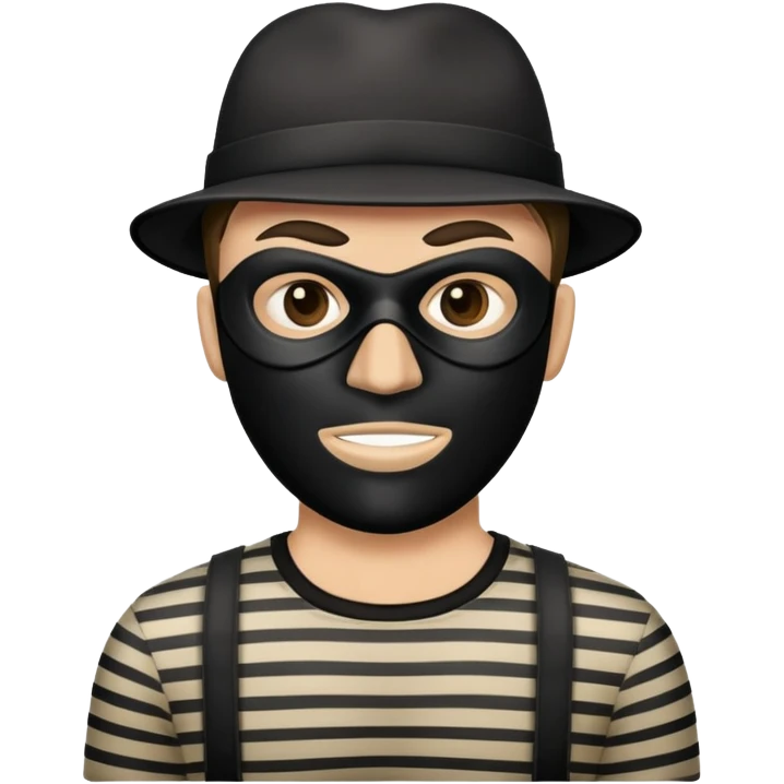 classic robber with black mask and striped shirt emoji