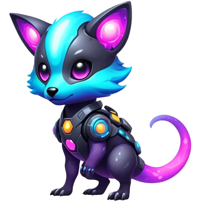 Epic Edgy Cute Colorful Nebula Modern Futuristic Vernid-Protogen-creature-animal, full body emoji