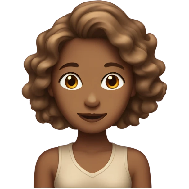 Tan girl with wavy brown hair emoji