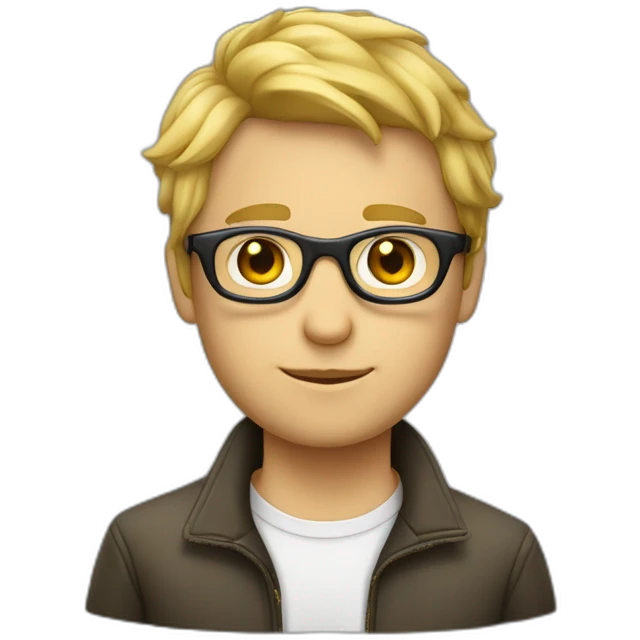 Garçon avec cheveux blond et des lunettes emoji