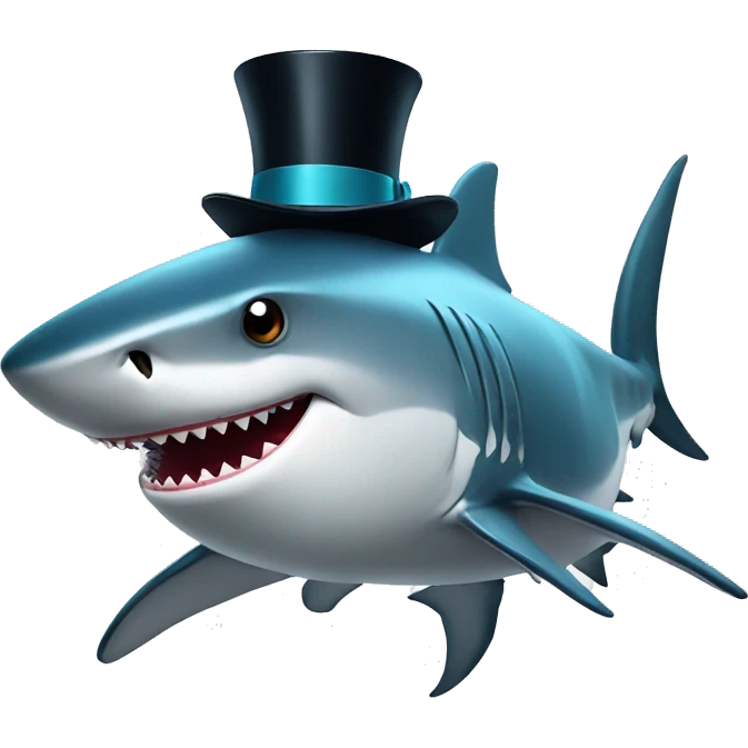 Shark with a top hat emoji