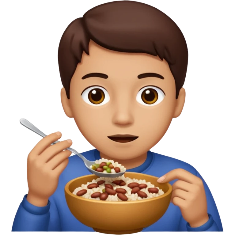 Create a person having lunch. Not a sandwich. Rice, beans and meat. emoji
