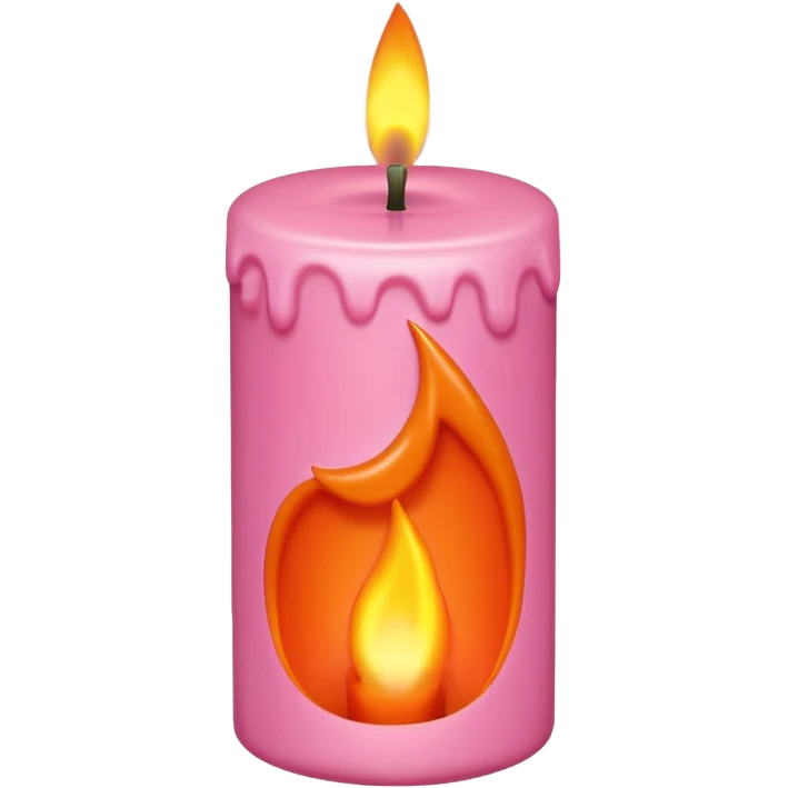 Draw a pink, Pixar-style candle with a flame. The candle should be visible from the front and top. emoji