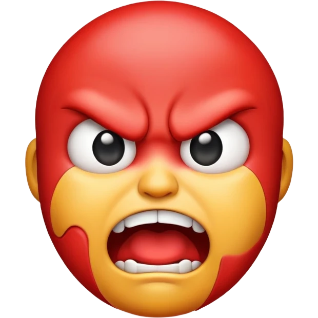 An emoji with an angry face choking itself
 emoji