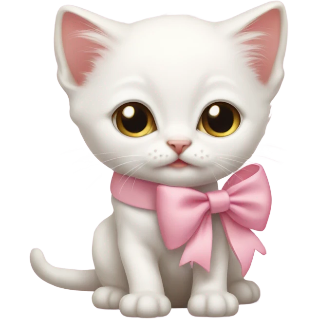 albino kitten with pink bow  emoji