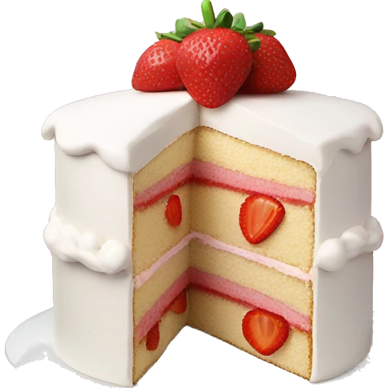 white frosting layered strawberry cake emoji