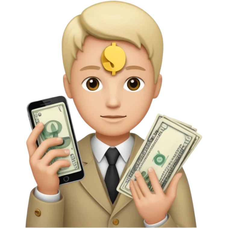 Earn money show by human with mobile.show cash flow symbol emoji