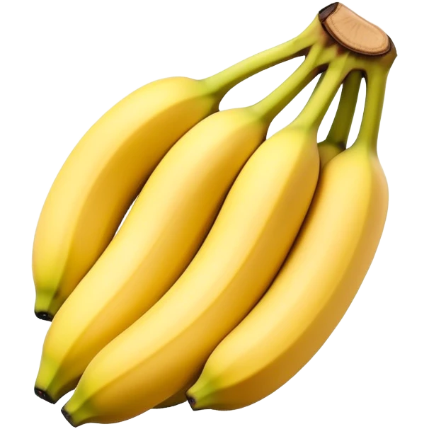 Cinematic bright yellow bananas, smooth peel with gentle curves, slightly ripened, stacked in a charming bunch, warm glowing background, soft and inviting. emoji