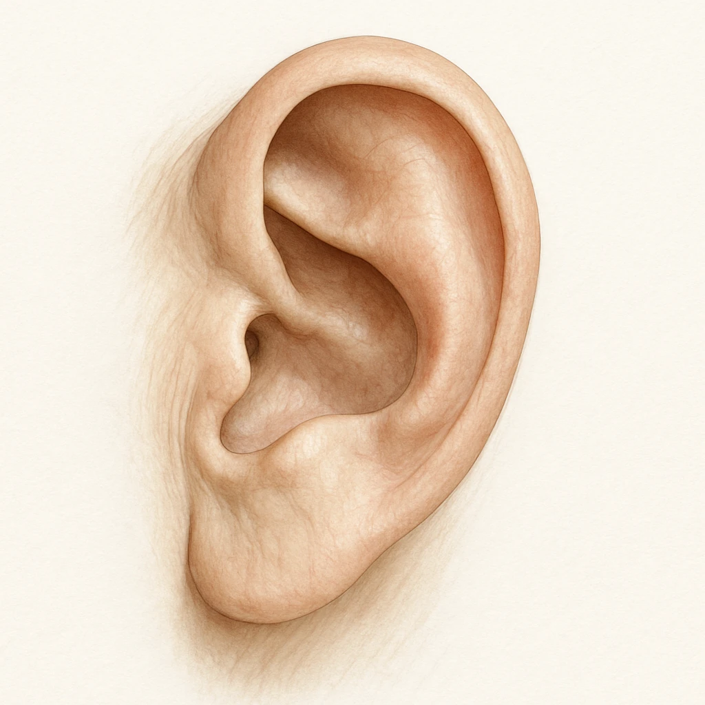 hyperrealistic anatomical human ear, detailed, medical style, neutral colors, white background emoji