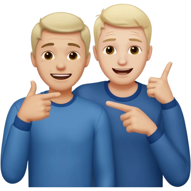 2 homme, un triste et l'autre qui le pointe du doigt en rigolant emoji