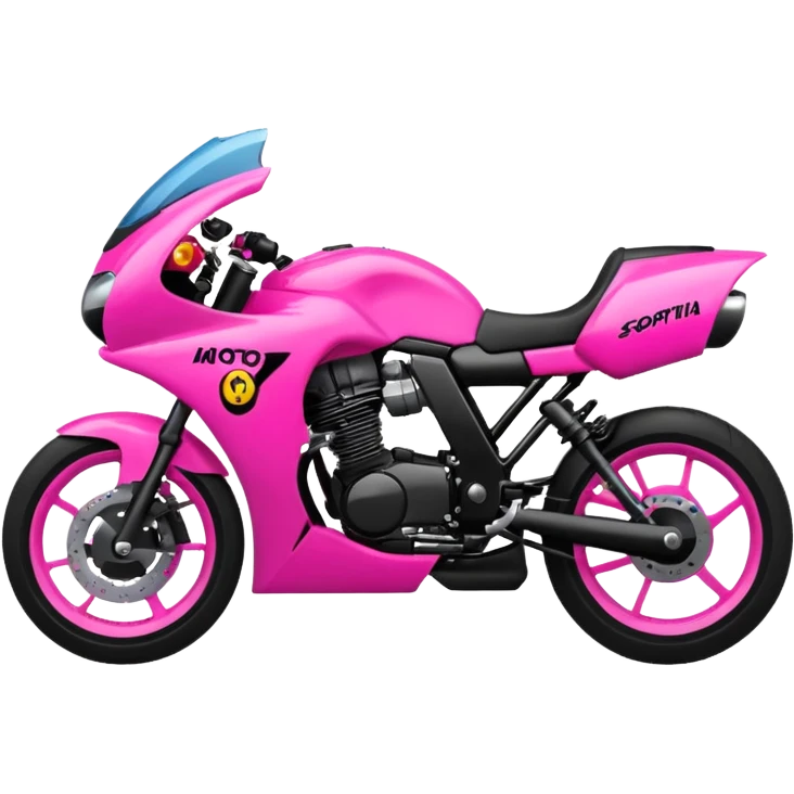 moto sportiva con scritta nera e solo avanti rosa fluorescente  emoji