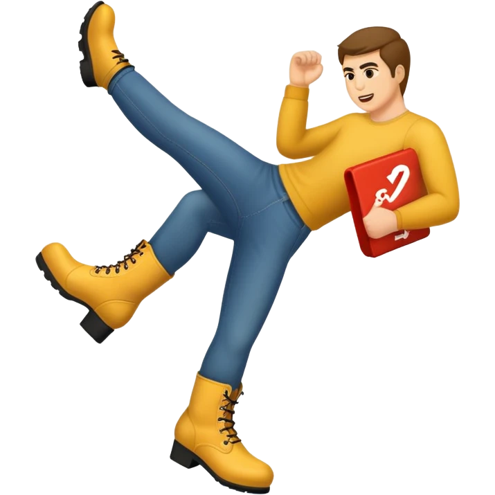 Boot kicking with a text "Get 2 Fuck" emoji